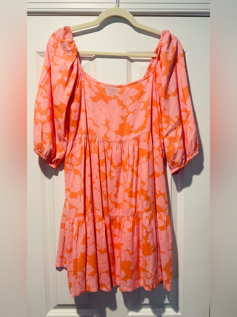 Sanctuary Orange Dress with Pink Floral Print